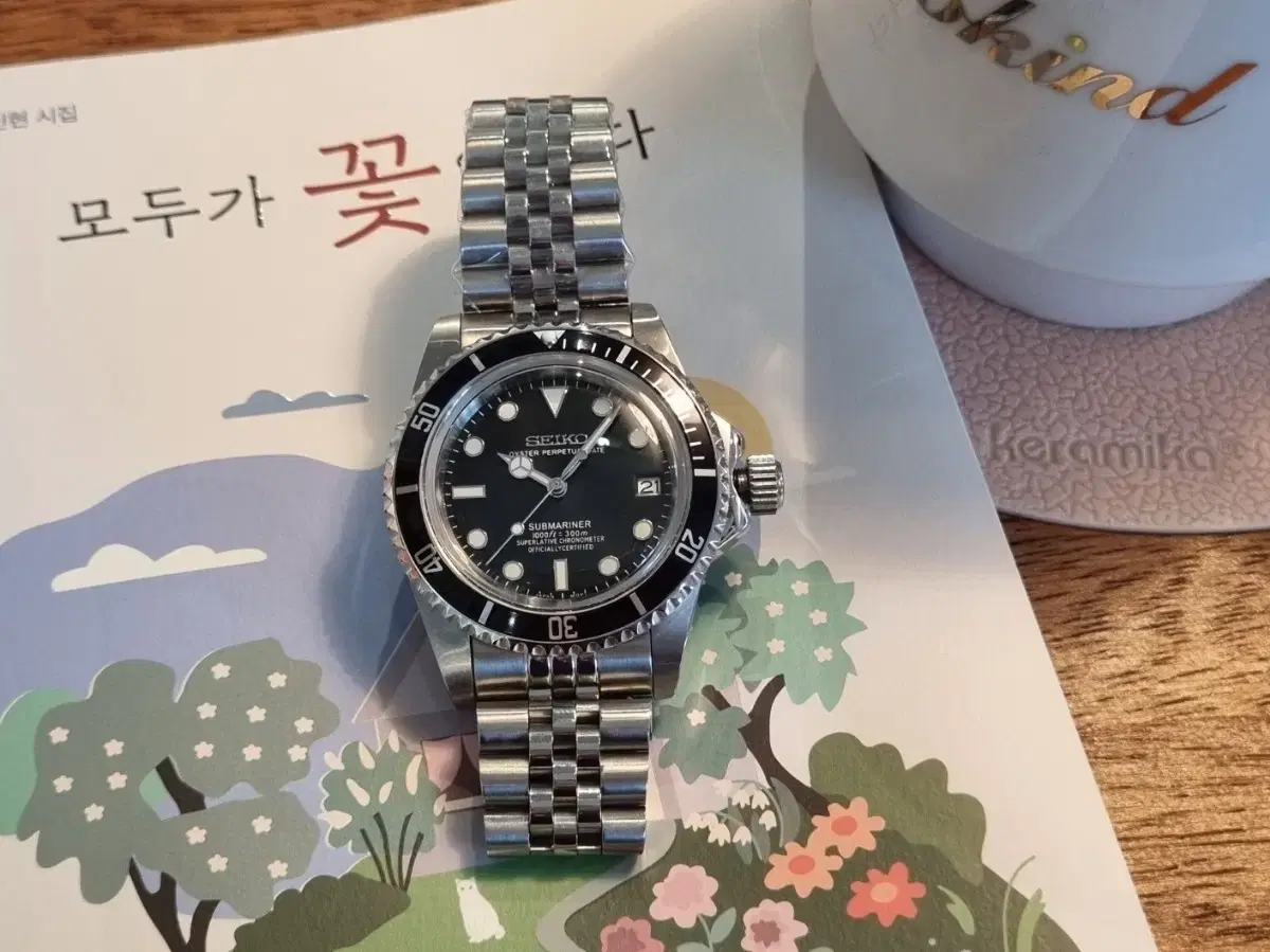 세이코 커스텀 빈티지 서브마리너 39mm 오토매틱 시계